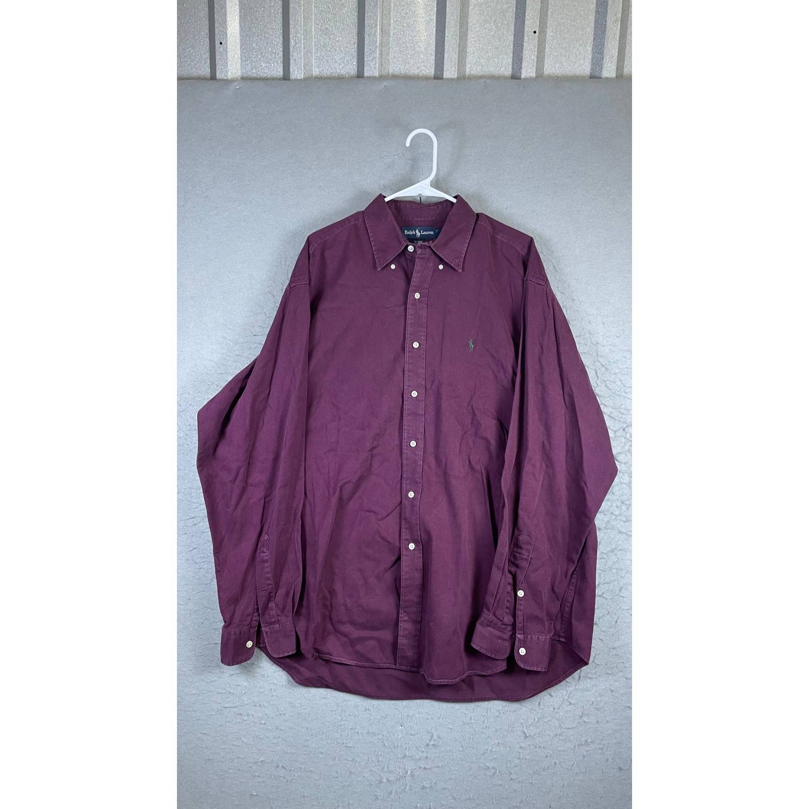 Ralph Lauren Button Down Shirt Mens Xl Burgundy Excellent Blaire Cotton Twill
